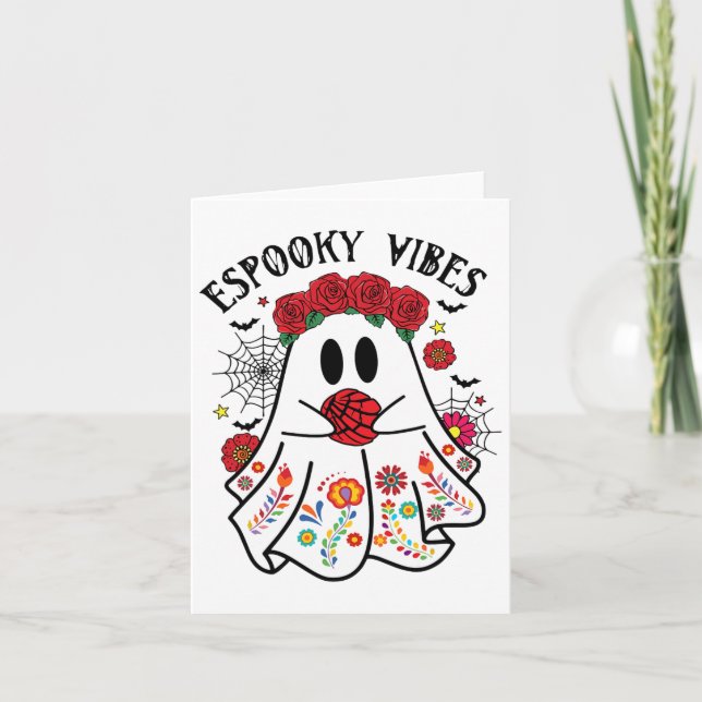 Espooky Vibes Halloween Ghost Mexican Concha Spook Card (Front)