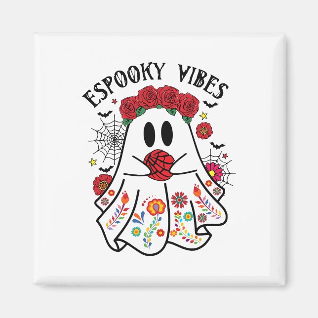 Espooky Vibes Halloween Ghost Mexican Concha Spook Magnet (Front)