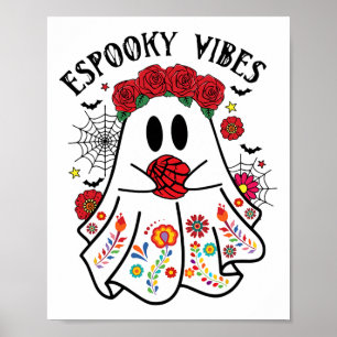 Espooky Vibes Halloween Ghost Mexican Concha Spook Poster