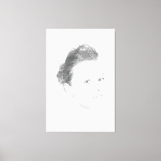Espressive Black Halftone Effect Woman Face Canvas Print (Front)