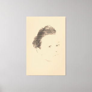 Espressive Black Halftone Effect Woman Face Canvas Print