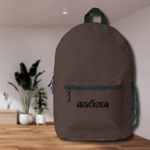 Espresso Brown and Black Personalised Name Printed Backpack