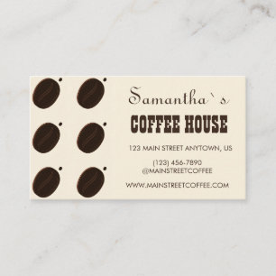 Espresso Brown Coffee Bean Pattern Cafe Branding Business Card