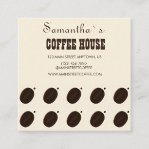 Espresso Brown Coffee Bean Pattern Cafe Branding Square Business Card