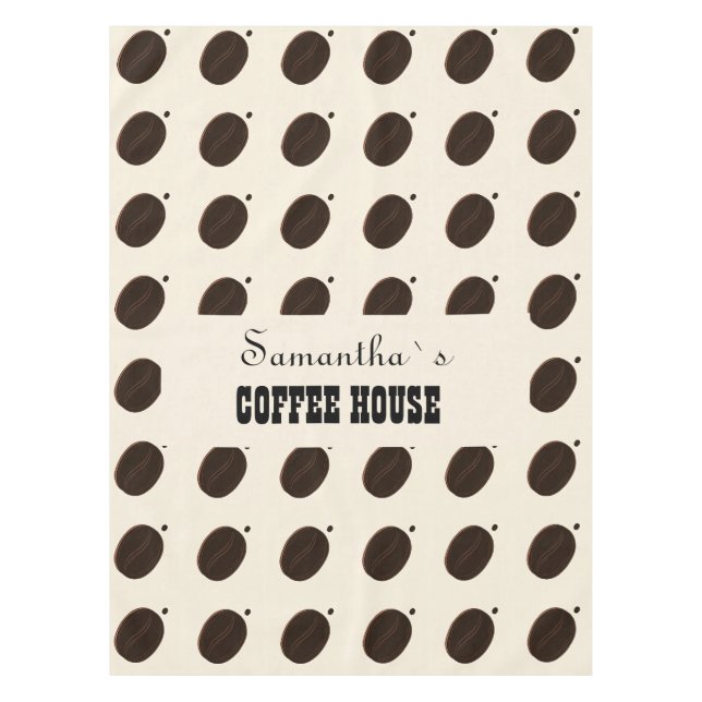 Espresso Brown Coffee Bean Pattern Cafe Branding Tablecloth (Front)