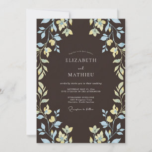 Espresso Brown Ethereal Botanical Wedding Invitation