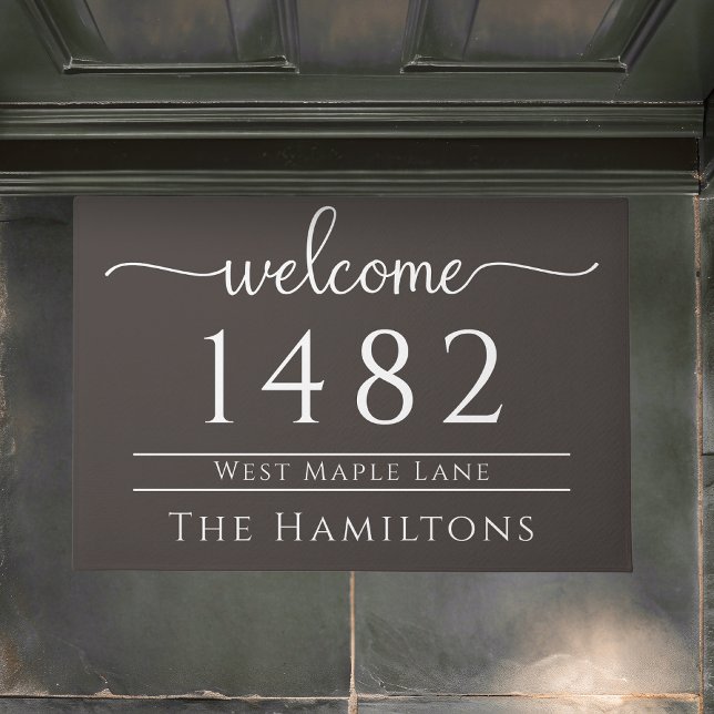 Espresso brown family name personalised address  doormat (Creator Uploaded)