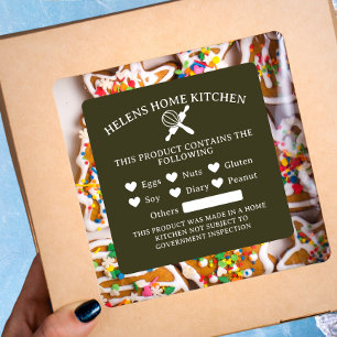 Espresso Brown Food Allergy Alert Bakery Sticker