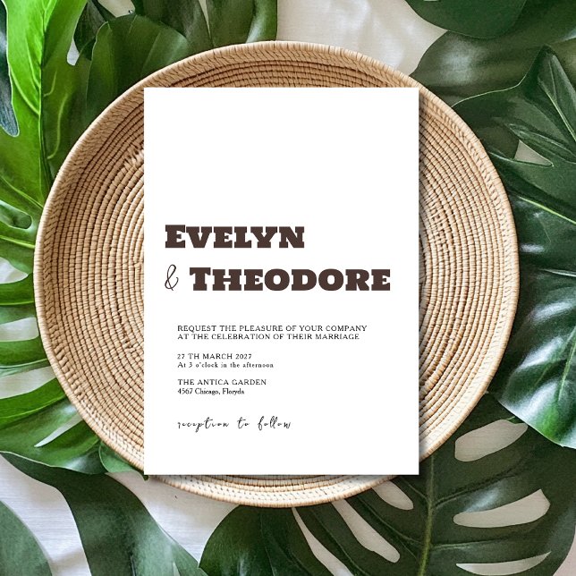 Espresso Brown Minimalist Clean Modern Wedding Invitation (Creator Uploaded)