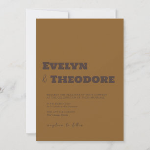 Espresso Brown Minimalist Clean Modern Wedding Invitation