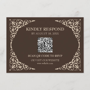 Espresso Brown QR RSVP Card