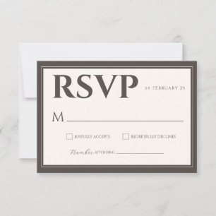 Espresso Brown Script Classic Minimalist Wedding RSVP Card