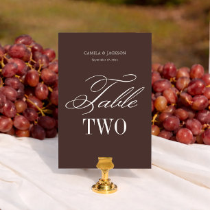 Espresso Brown theme Wedding Table Number