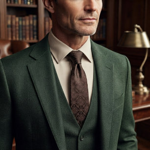 Espresso Brown Tonal Jacquard Medallion Tie
