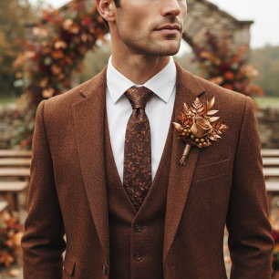 Espresso Brown Trailing Vine Tonal Tie
