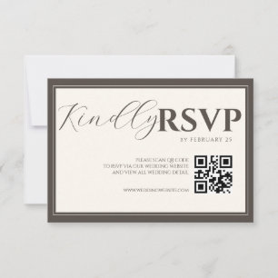Espresso Classic Minimalist Wedding QR Code RSVP Card