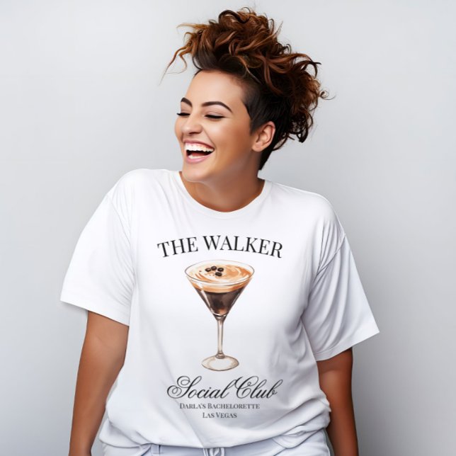 Espresso Cocktail Luxury Social Club Bachelorette T-Shirt (Custom Last Name Social Club TShirt Relaxed Fit)