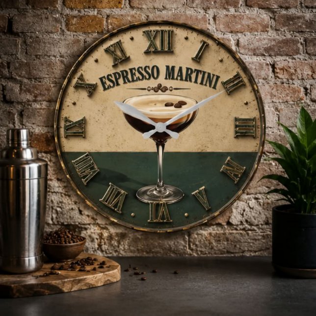 Espresso Coffee Cocktail Bar Decor  Large Clock (Creator Uploaded)