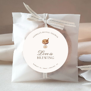 Espresso Coffee Love is Brewing Bridal Shower Classic Round Sticker