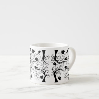 Espresso cup with little whimsical black fishes