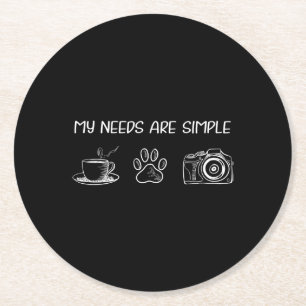Espresso Dslr Australian Shepherd Bulldog Photogra Round Paper Coaster