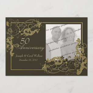 Espresso Gold Photo Invitation