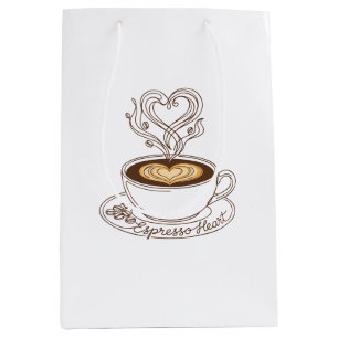 Espresso Heart Elegant – Coffee Lover’s Latte Art Medium Gift Bag