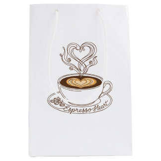Espresso Heart Elegant – Coffee Lover’s Latte Art Medium Gift Bag