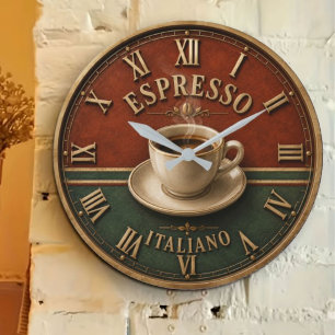 Espresso Italiano Coffee Large Clock