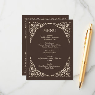 Espresso Luxe Brown and Beige Wedding Menu