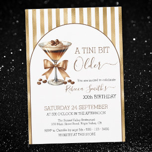 Espresso martini 'A tini bit Older' gold birthday Invitation