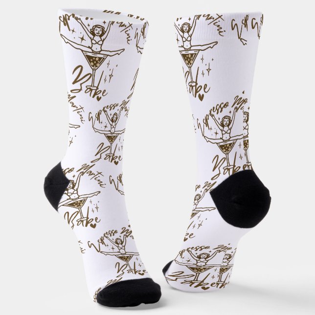Espresso Martini Babe Patterned Socks (Angled)