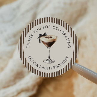 Espresso Martini Birthday Party Thank You Classic Round Sticker