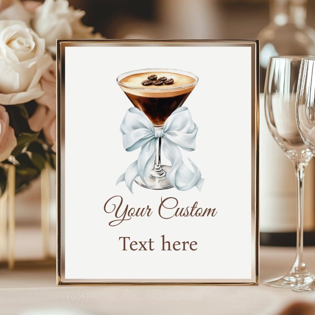 Espresso Martini Blue Coquette Bow Custom Sign (Espresso martini Blue Coquette Bow Custom sign)