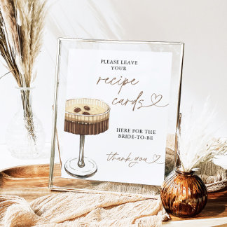 Espresso Martini Bridal Recipe Cards Sign, Recipe  Poster