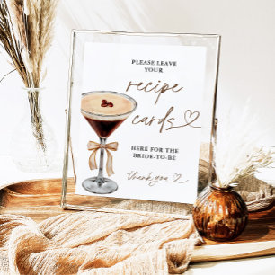 Espresso Martini Bridal Recipe Cards Sign, Recipe Poster