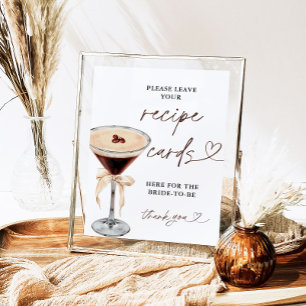 Espresso Martini Bridal Recipe Cards Sign, Recipe  Poster