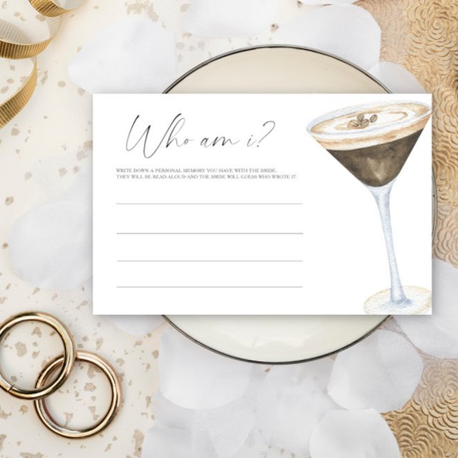 Espresso Martini Bridal shower Who am I game Stationery (Creator Uploaded)