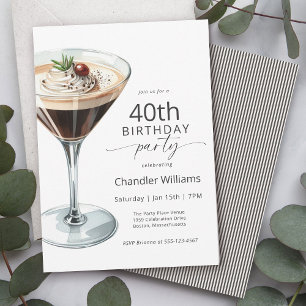 Espresso Martini Cocktail 40th Birthday Party Invitation