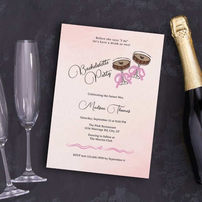 Espresso Martini Cocktail Bachelorette Party Invitation (Creator Uploaded)