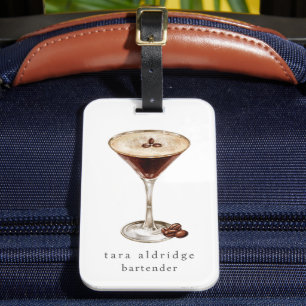 Espresso Martini Cocktail Professional Bartender Luggage Tag