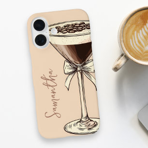 Espresso Martini Coffee Lover Personalised Brown iPhone 16 Case