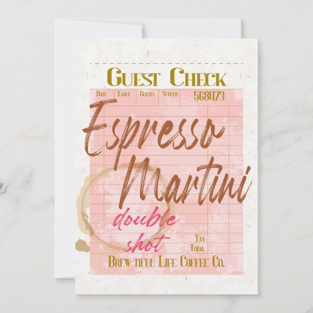 Espresso Martini Guest Check Receipt Typography  (Front)
