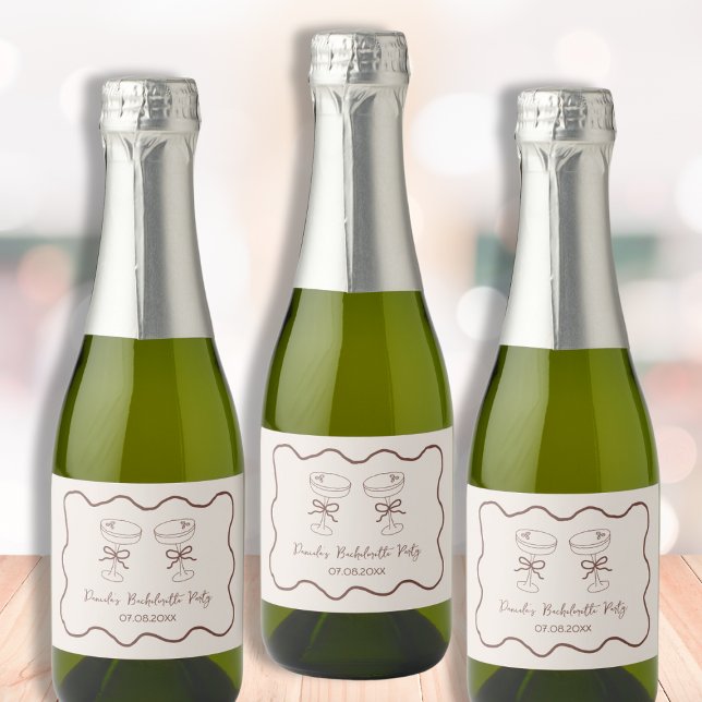 Espresso Martini Hand Drawn Bachelorette Party Sparkling Wine Label (Espresso Martini Hand Drawn Bachelorette Party Sparkling Wine Label)