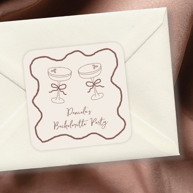 Espresso Martini Hand Drawn Bachelorette Party Square Sticker (Espresso Martini Hand Drawn Bachelorette Party Square Sticker)