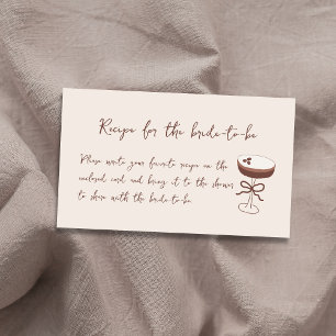 Espresso Martini Hand Drawn Bridal Shower Recipe Enclosure Card