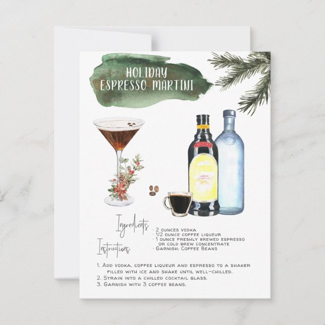 Espresso Martini | Holiday Cocktail Recipe Card (Front)