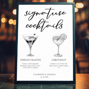 Espresso Martini Lemon Drop Black White Cocktails Poster