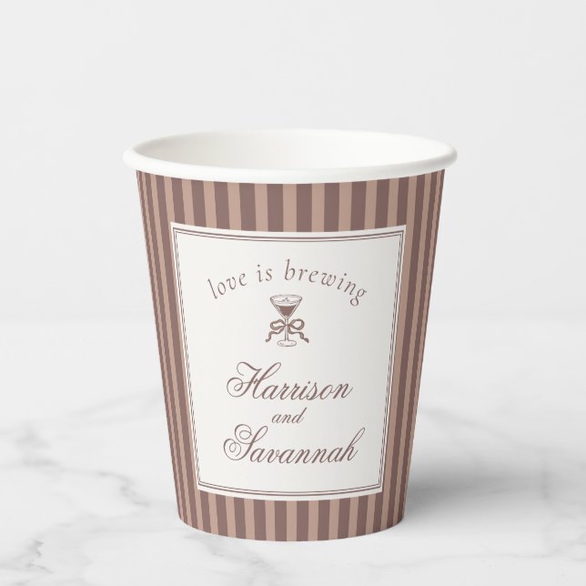 Espresso Martini Love Brewing Coffee Wedding Paper Cups (Front)
