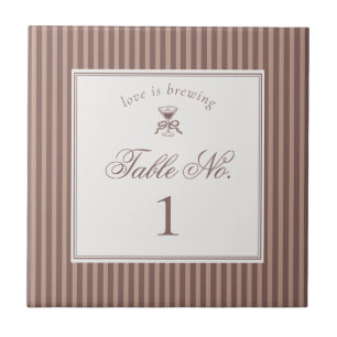 Espresso Martini Love Brewing Wedding Table Number Tile